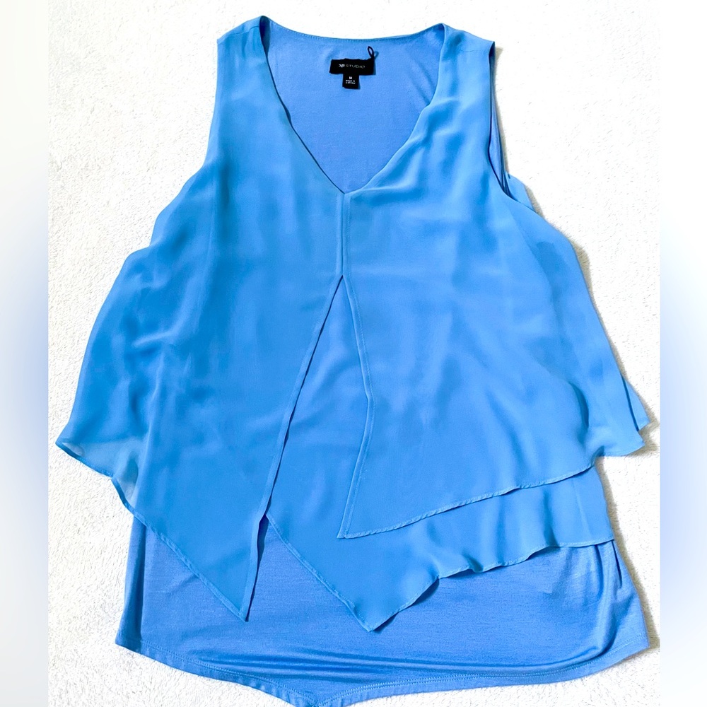 Light Blue Blouse AB Studio Women’s Medium Layered